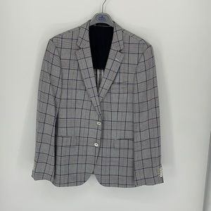 Hugo Boss White and blue houndstooth blazer